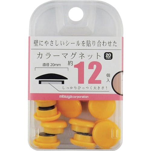 CAINZ-DASH】ミツヤ カラーマグネット20mm 黄12個 M37141