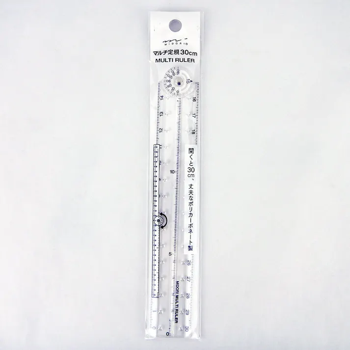 ミドリ デザインフィル マルチ定規 30cm 透明
