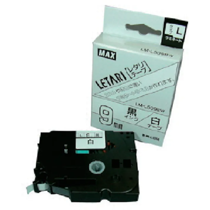 【CAINZ-DASH】マックス ビーポップミニ用ラミネートテープ 9mm幅 白×黒文字 8m巻 LM-L509BW【別送品】