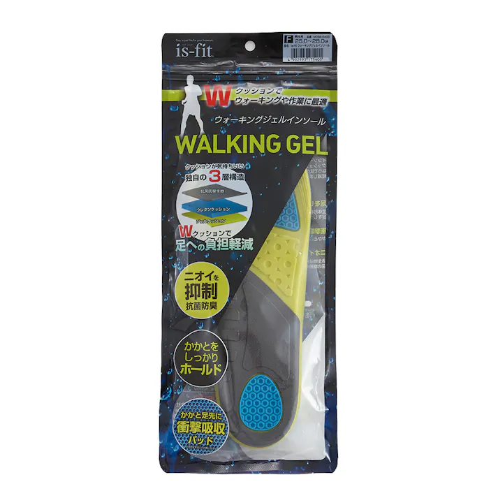 is-fit ウォーキングジェルインソール 男性用 25.0-28.0cm