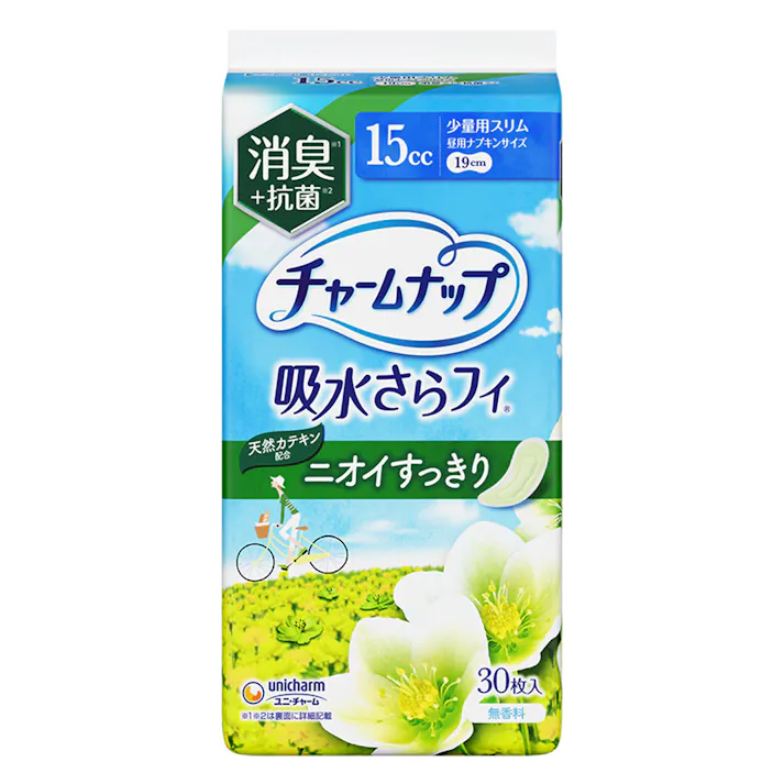チャームナップ 吸水さらフィ 少量用スリム 消臭 19cm 15cc 30枚