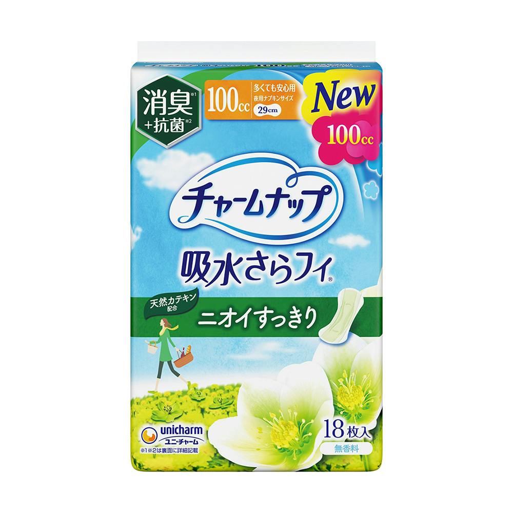 チャームナップ 吸水さらフィ 多くても安心 ニオイすっきり 無香料 100cc 29cm 18枚入