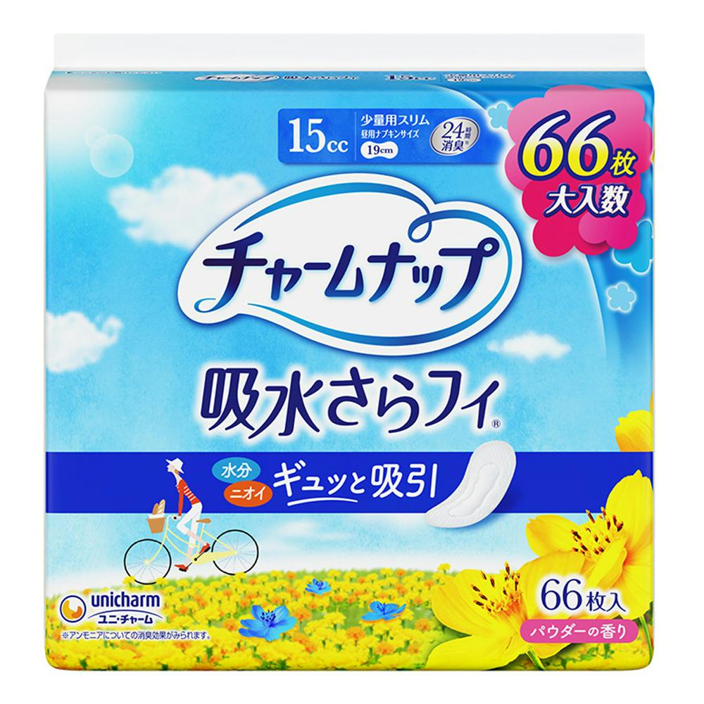 チャームナップ 吸水さらフィ 少量用スリム 19cm 15cc 66枚 | 生理用品