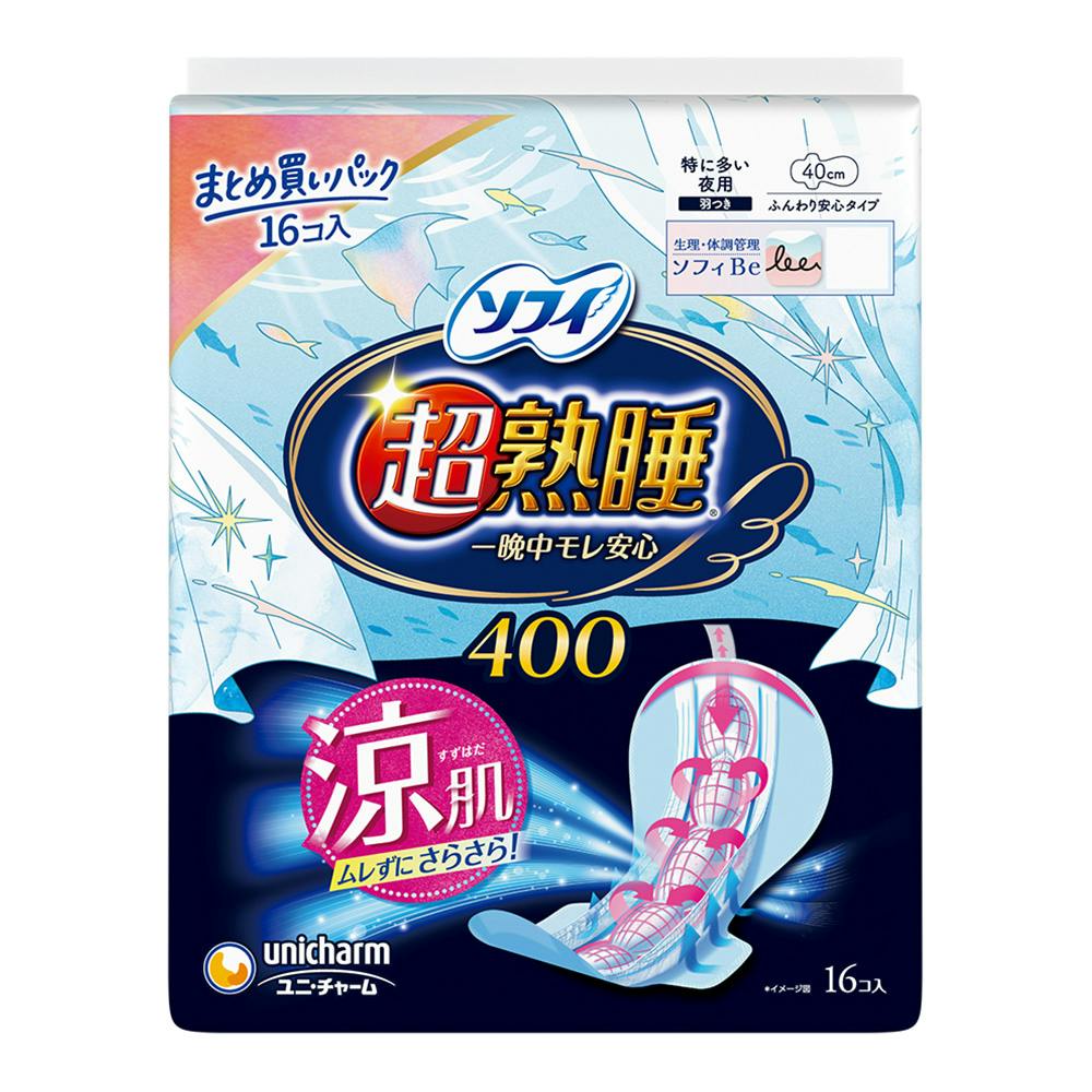 ソフィ 超熟睡 一晩中モレ安心 400 涼肌 40cm 羽つき 特に多い夜用 16コ入