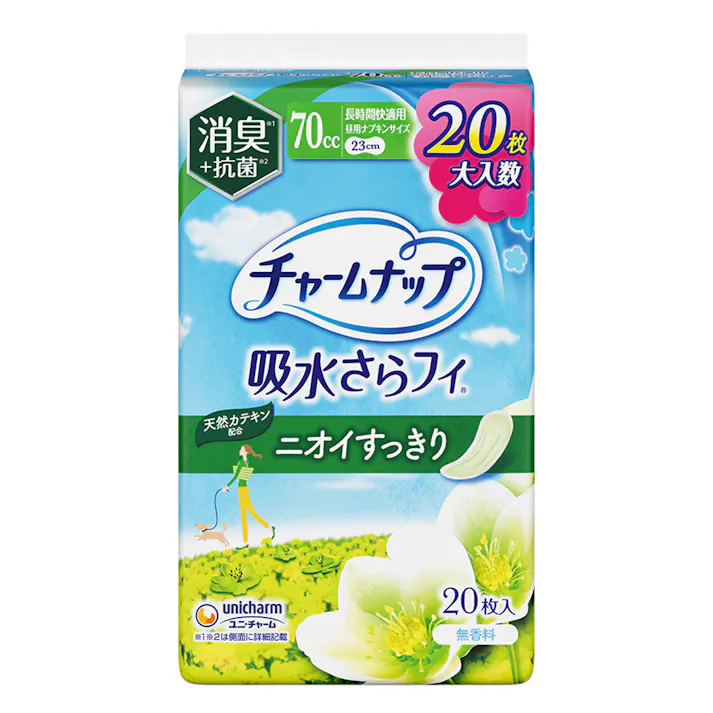 チャームナップ 吸水さらフィ 長時間快適用 消臭 23cm 70cc 20枚