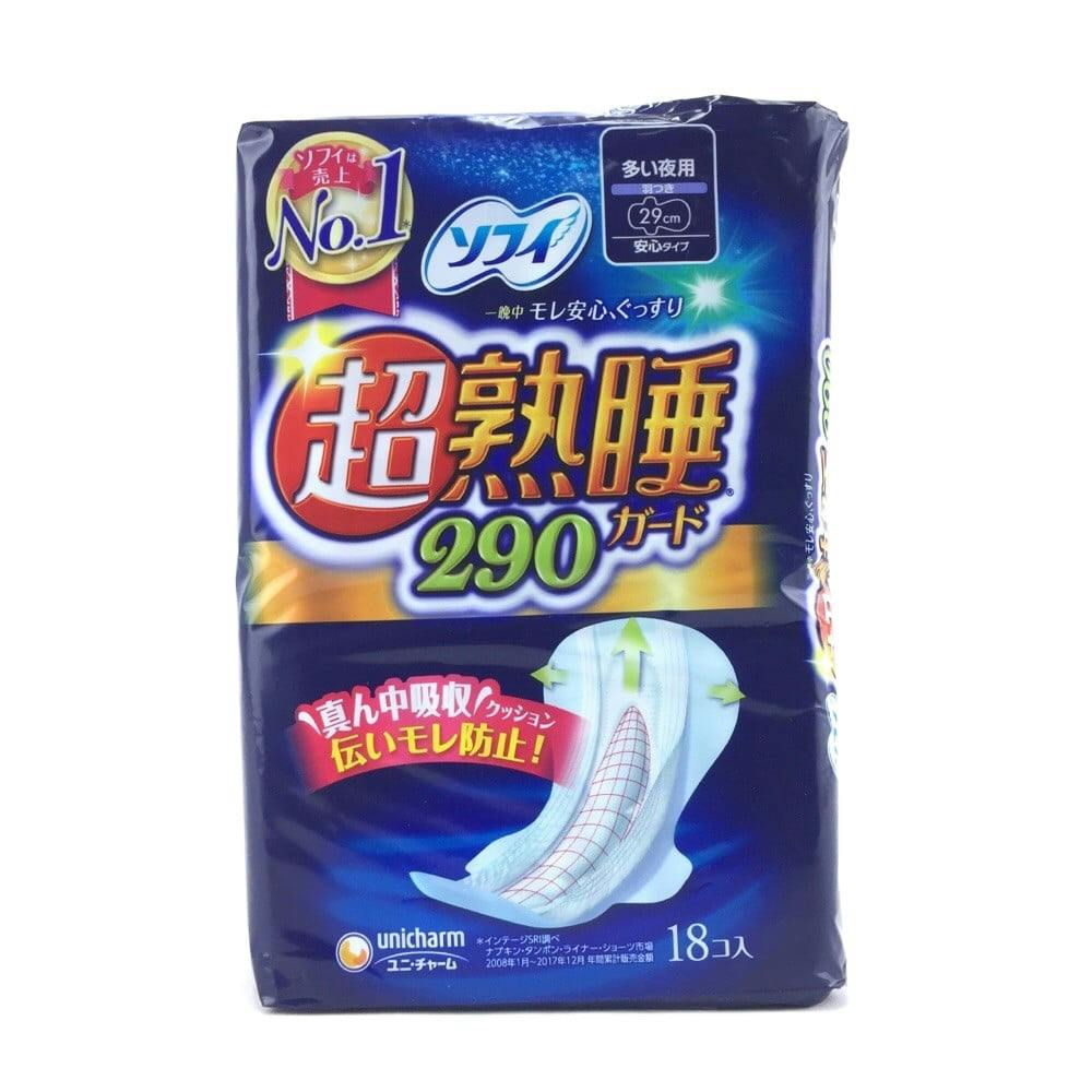 ユニ・チャーム ソフィ 超熟睡ガード290 多い夜用 羽つき 29cm 18枚 ナプキン ユニ・チャーム ソフィ 超熟睡ガード290 多い夜用 羽つき 29cm 18枚 ナプキン