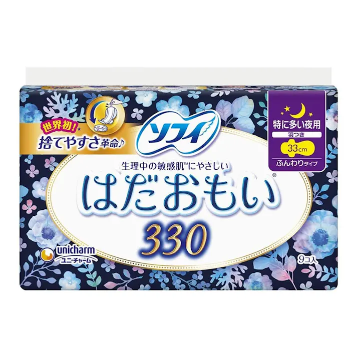 ユニ・チャーム ソフィ はだおもい 特に多い夜用330 羽つき 9枚(販売終了)