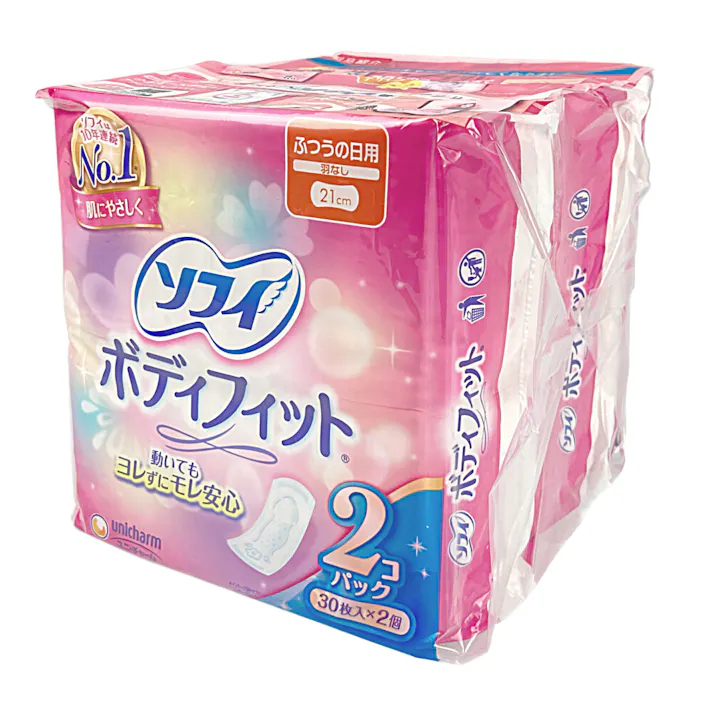 ソフィ ボディフィット ふつうの日用 羽なし21cm 30枚×2個パック(販売終了)