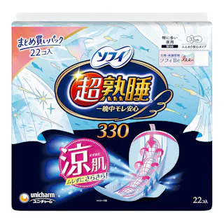 ソフィ 超熟睡 一晩中モレ安心 330 涼肌 33cm 羽つき 特に多い夜用 22コ入