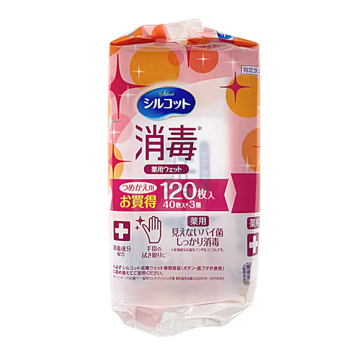 ユニ・チャーム シルコット 消毒ウェット 詰替 40枚×3個