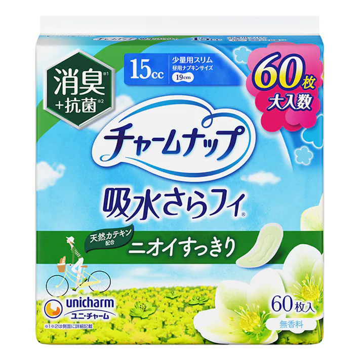 チャームナップ 吸水さらフィ 少量用スリム 消臭 19cm 15cc 60枚