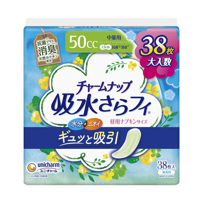 チャームナップ 吸水さらフィ ナプキンサイズ 中量用 50cc 38枚