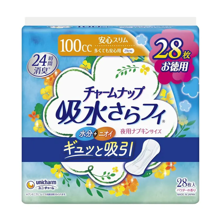 チャームナップ 吸水さらフィ ナプキンサイズ 多くても安心用 100cc 28枚