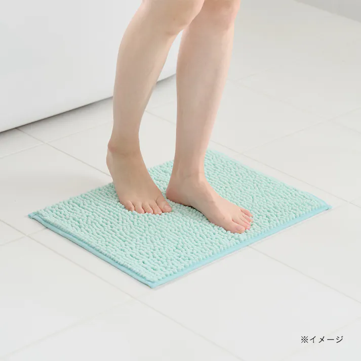 足裏さらさら マイクロファイバーバスマット ソフワ Sサイズ 幅50cm 奥行35cm ブルー