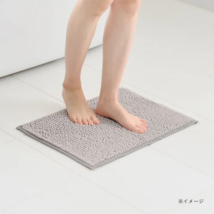 足裏さらさら マイクロファイバーバスマット ソフワ Sサイズ 幅50cm 奥行35cm グレー