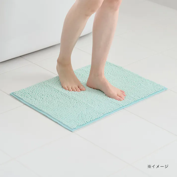足裏さらさら マイクロファイバーバスマット ソフワ Mサイズ 幅60cm 奥行40cm ブルー