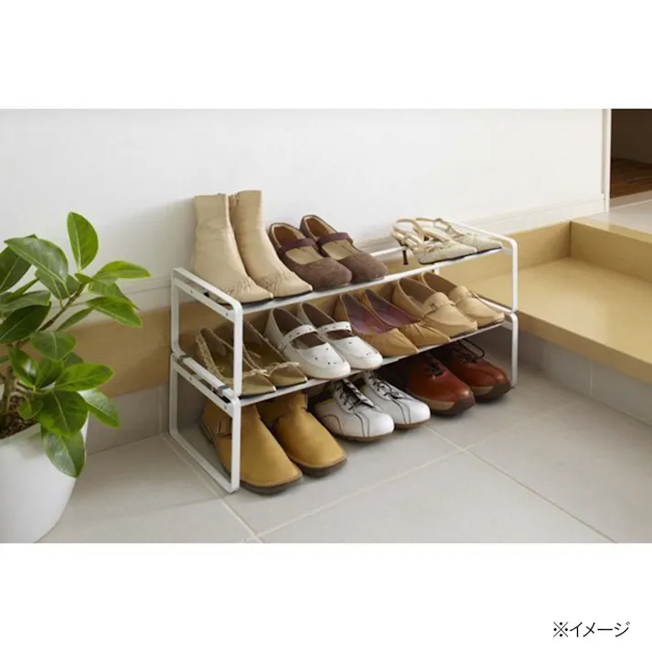 伸縮シューズラック フレーム ホワイト