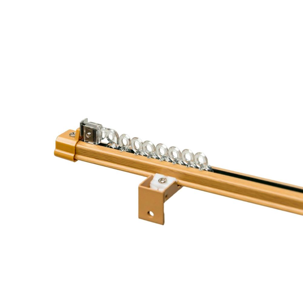 音が出にくい木目調伸縮カーテンレール シングル ナチュラル 1m