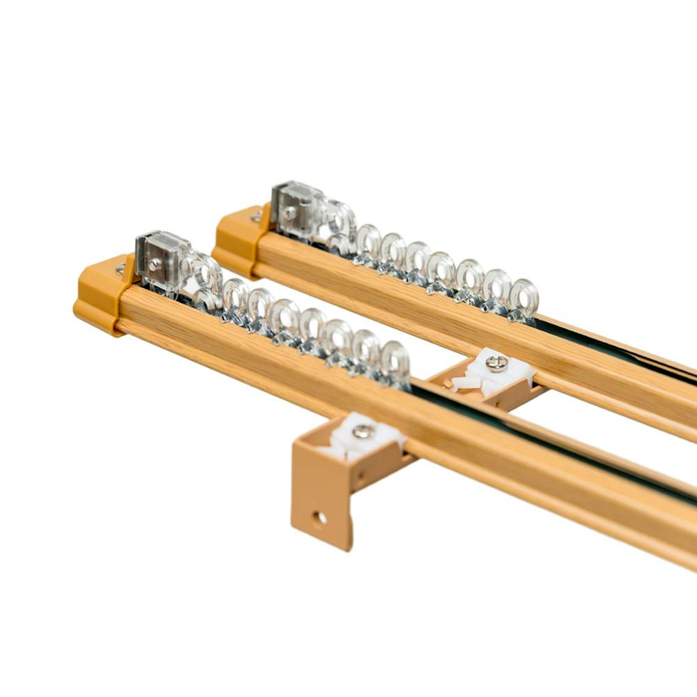 音が出にくい木目調伸縮カーテンレール ダブル ナチュラル 1m