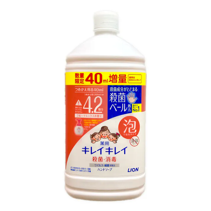 キレイキレイ 薬用泡ハンドソープ フルーツミックス 詰替 増量品 840ml