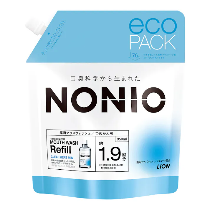 NONIOマウスウォッシュ eco PACK クリアハーブミント 詰替 950ml