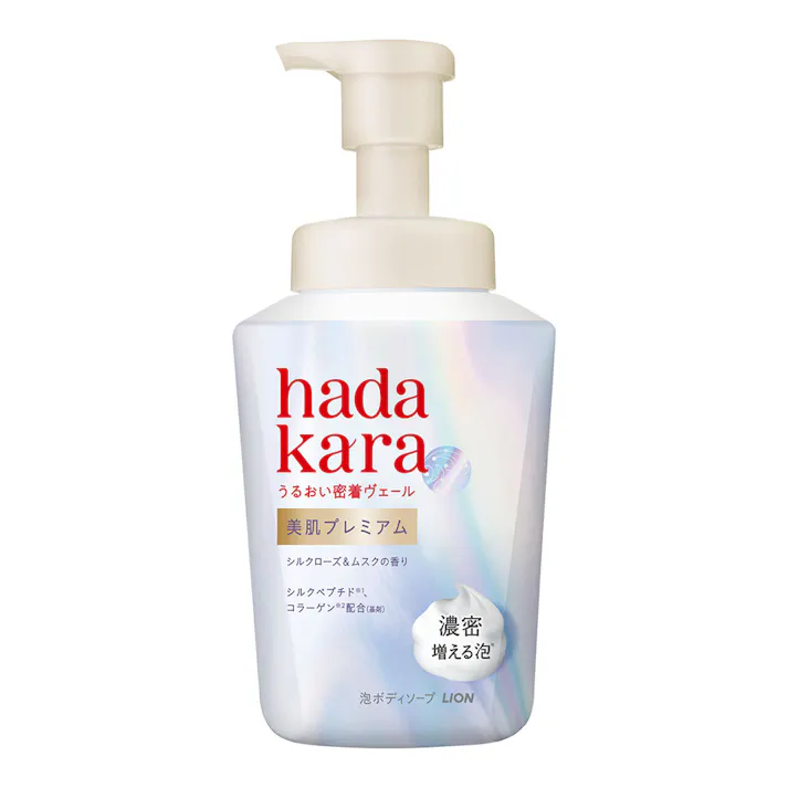 ハダカラ 美肌プレミアム シルクローズ&ムスクの香り 泡ボディーソープ 本体 500ml