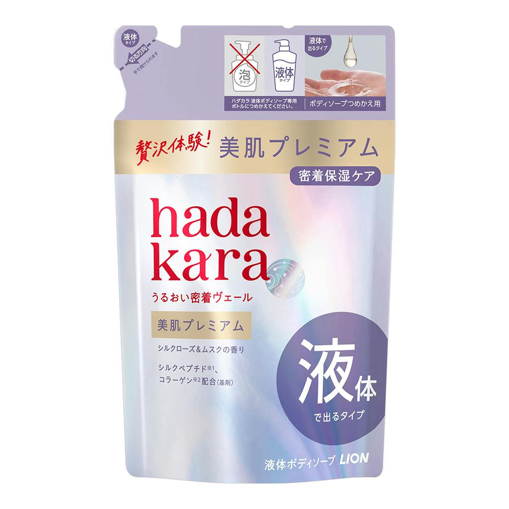 ハダカラ 美肌プレミアム シルクローズ＆ムスクの香り 液体ボディーソープ 詰替 360ml