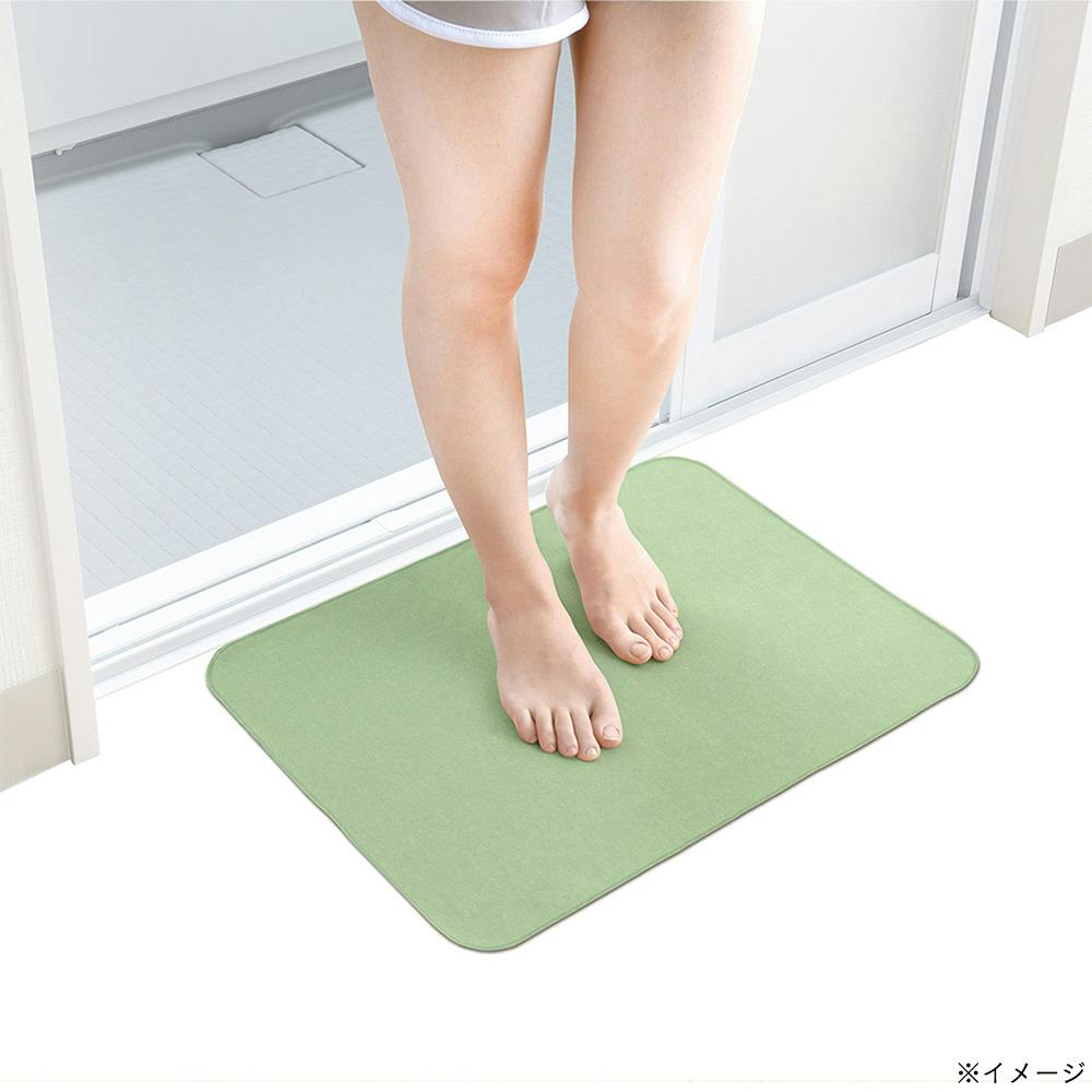 笑激SHOCK 超薄 さらさら バスマット グリーン 幅60cm 奥行45cm | ラグ