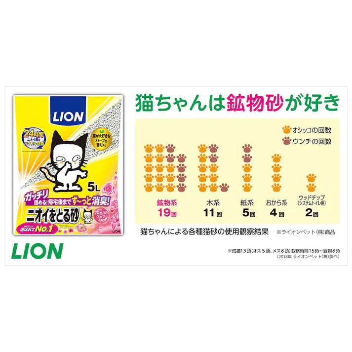 LION 猫砂 LION ニオイをとる砂 5L フローラルソープの香り