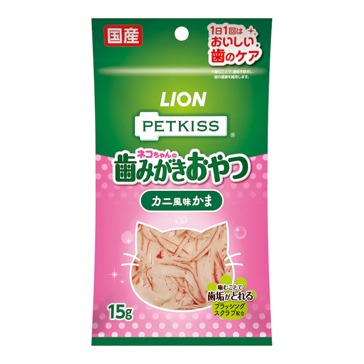 PETKISS ネコちゃんの歯磨きおやつ カニ風味かま 15g