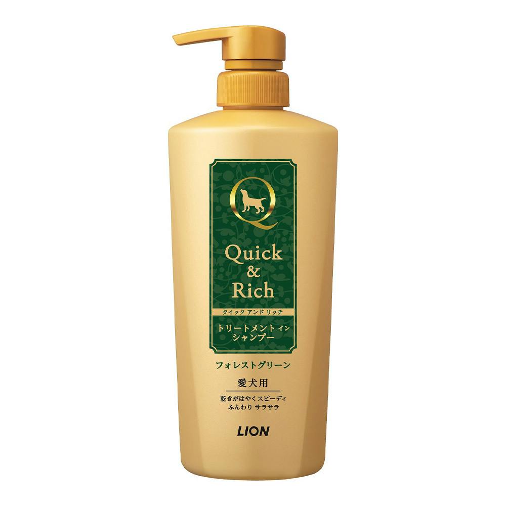 Quick&Rich トリートメントインシャンプー 愛犬用 ポンプ フォレストグリーン 450ml ペット用シャンプー・入浴剤 Quick&Rich トリートメントインシャンプー 愛犬用 ポンプ フォレストグリーン 450ml ペット用シャンプー・入浴剤