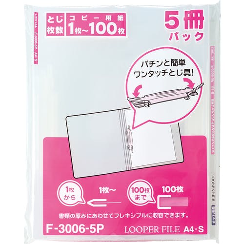 LIHIT LAB. フラットファイル A4ルーパーファイル(タテ型2穴)(5冊入) 乳白 F3006-5P-NYUHAKU フラットファイル LIHIT LAB. フラットファイル A4ルーパーファイル(タテ型2穴)(5冊入) 乳白 F3006-5P-NYUHAKU フラットファイル
