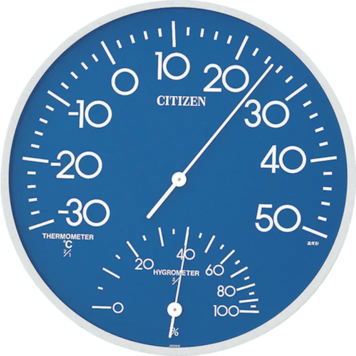 【CAINZ-DASH】リズム 温湿度計 ブルー φ300*39 9CZ056-004【別送品】