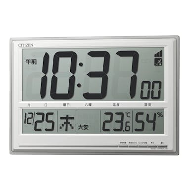 シチズン 電波 壁掛け・置き時計 温湿度計付き シルバー 8RZ199-019
