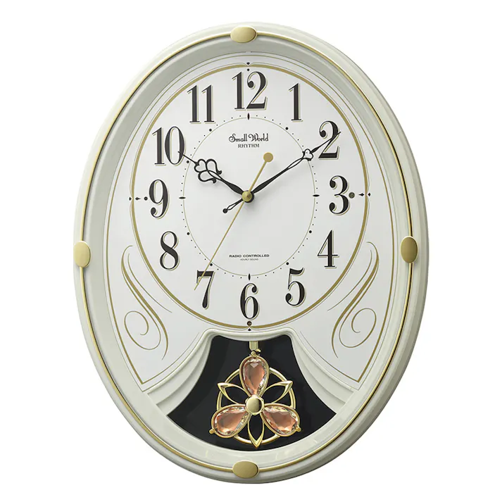 電波掛け時計 スモールワールドリリィN アイボリー 4MN554RH10