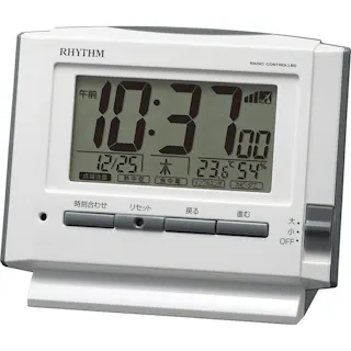 温度湿度計付電波デジタル フィットウェーブ ホワイト D222 8RZ222SR03
