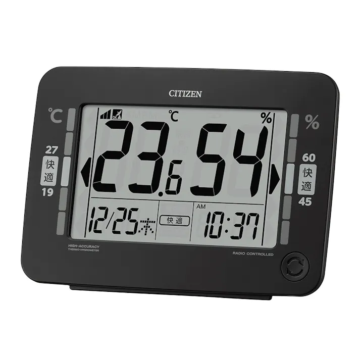 シチズン 高精度温湿度表示 電波置時計 ブラック 8RZ232002