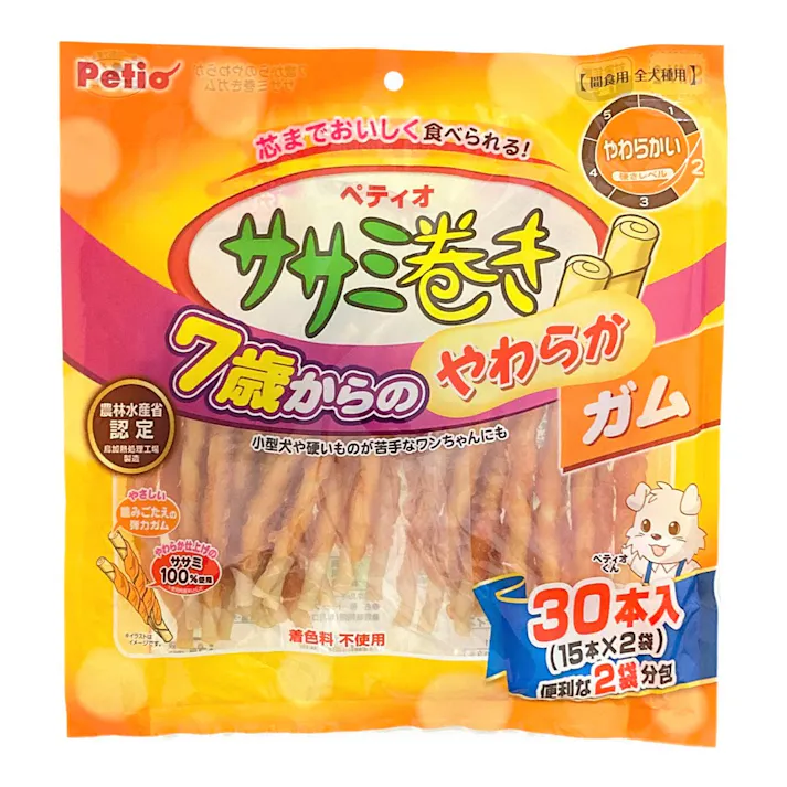 7歳からのやわらかササミ巻きガム30本