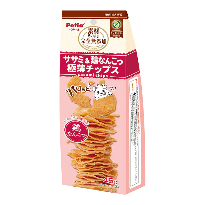 素材そのまま ササミ&鶏なんこつ極薄チップス 45g