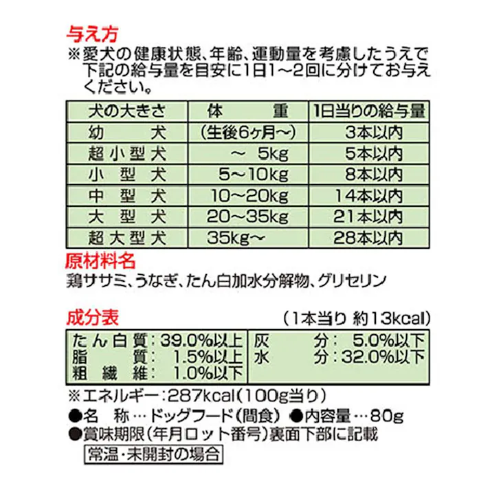 素材そのまま うなぎと鶏ささみスティックソフト