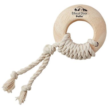 ペティオ 犬用おもちゃ エシカルドア 天然木とロープのデンタルリング M