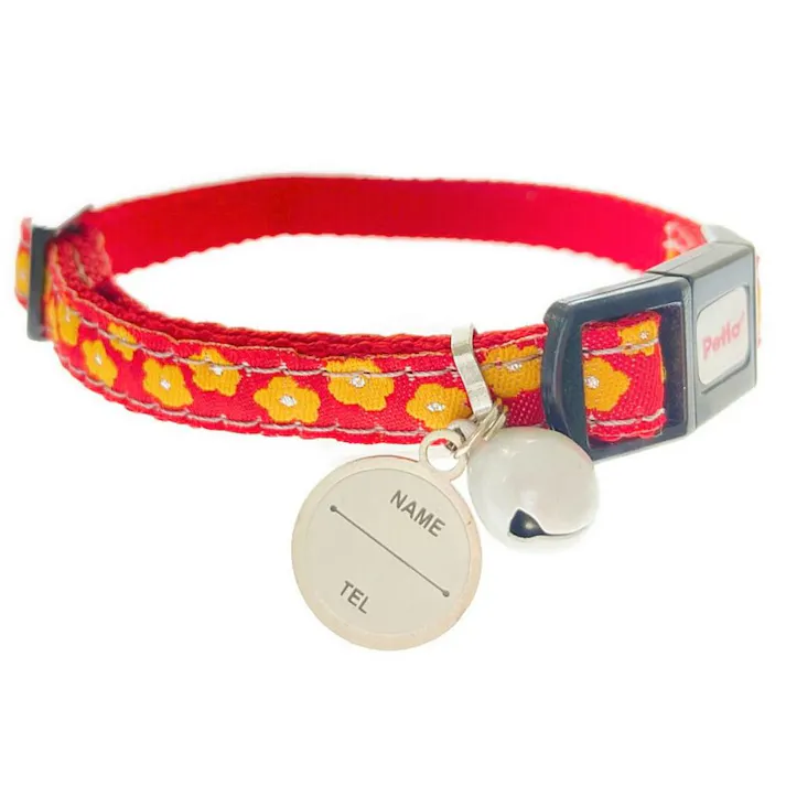 ペティオ 猫小町カラー 小花 レッド