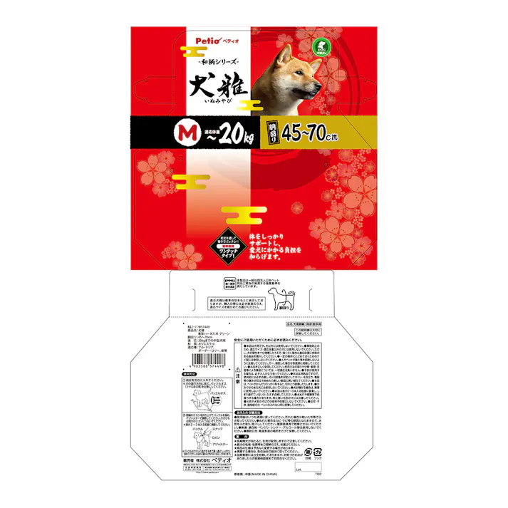 ペティオ 犬雅 唐草ハーネス M グリーン