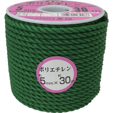 【CAINZ-DASH】ユタカメイク ロープ　ＰＥカラーロープボビン巻　５ｍｍ×３０ｍ　グリーン RE-33【別送品】