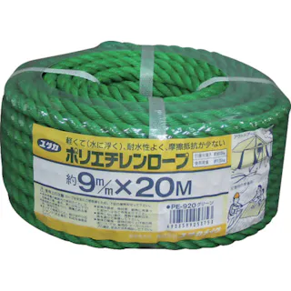 【CAINZ-DASH】ユタカメイク ロープ PEカラーロープ万能パック 9φ×20m グリーン PE920-GN【別送品】