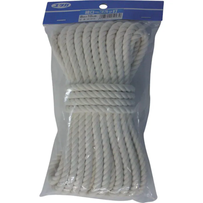【CAINZ-DASH】ユタカメイク ロープ 綿ロープ3ツ打 8mm×10m A-210【別送品】