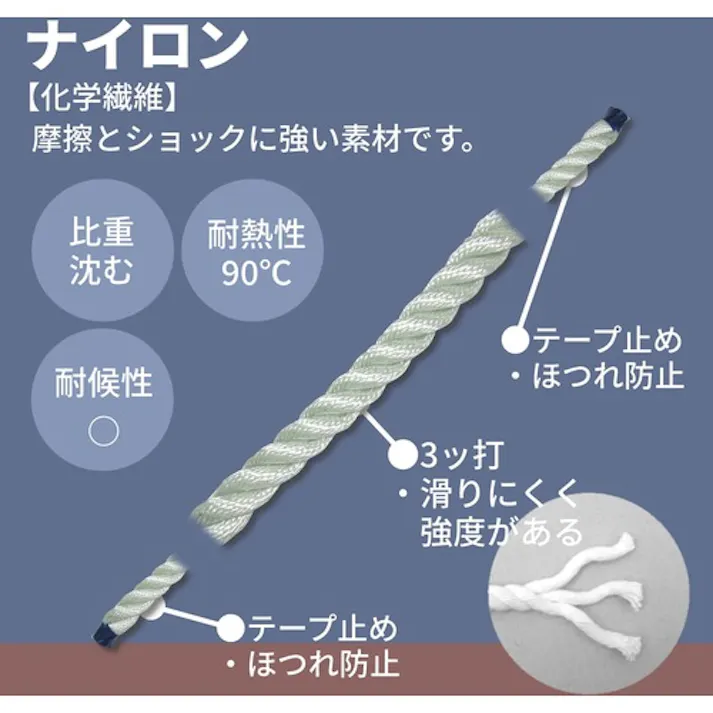 【CAINZ-DASH】ユタカメイク ナイロン3打ロープドラム巻 6φ×200m PRJ-10【別送品】