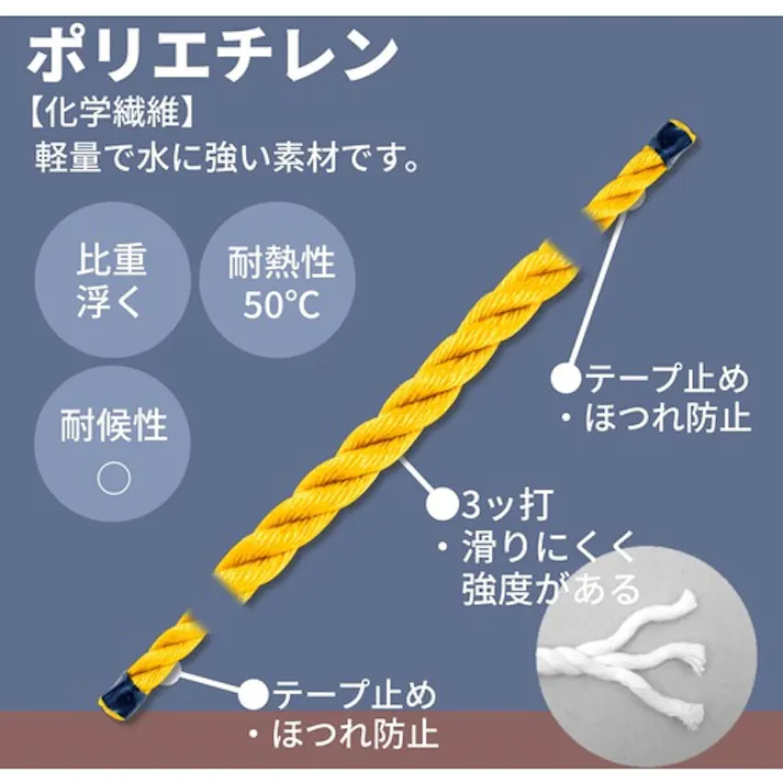【CAINZ-DASH】ユタカメイク ポリエチレンロープドラム巻 12mm×100m イエロー PRE-60【別送品】