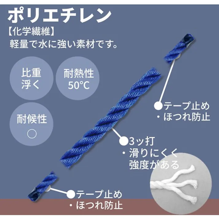 【CAINZ-DASH】ユタカメイク ポリエチレンロープドラム巻 3mm×200m ブルー PRE-72【別送品】