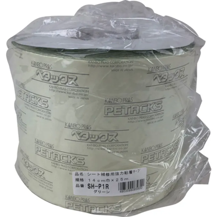 【CAINZ-DASH】ユタカメイク シート補修用強力粘着テープロール巻 グリーン 14cm×25m SH-P1R【別送品】